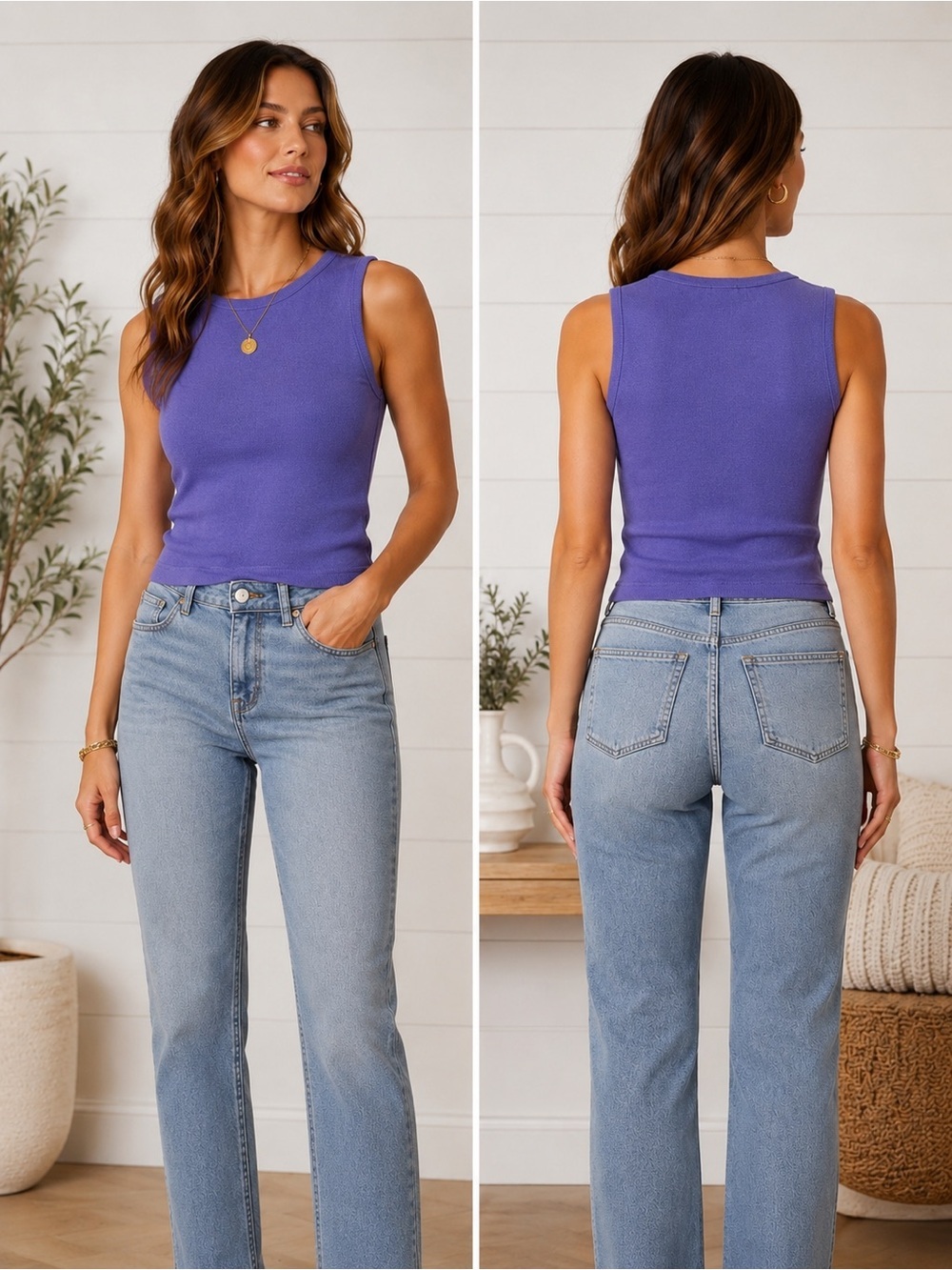 Jones & Co Purple Knit Sleeveless Top - L
